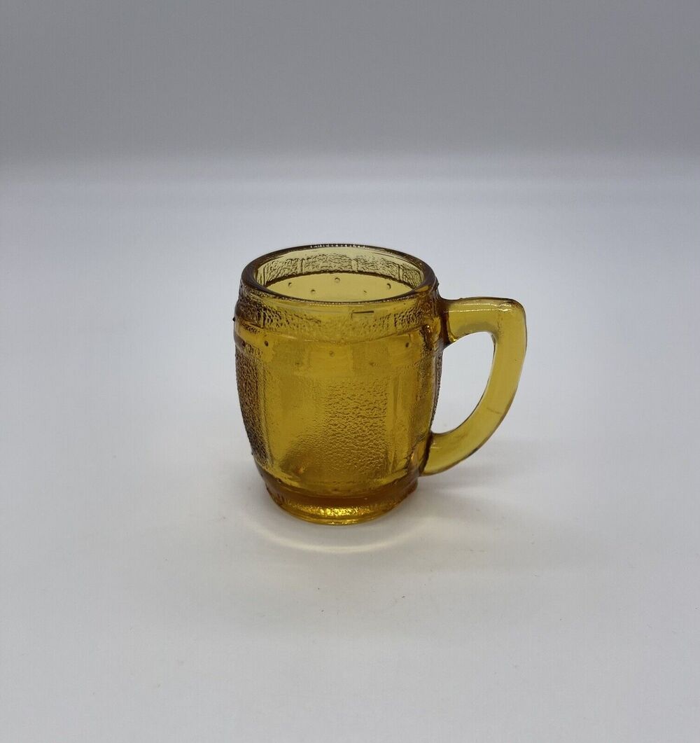 Vintage Amber Whiskey Barrel Shot Glass / Toothpick Holder with Handle